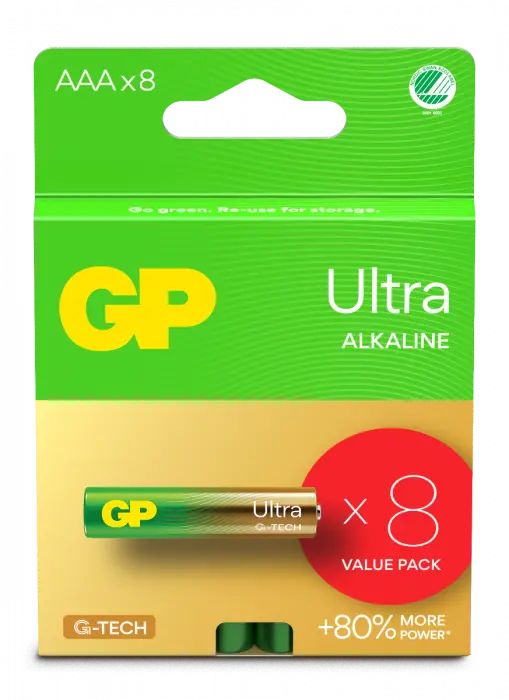 GP Ultra Alkaline AAA-batteri 24AU/LR03 8-pk