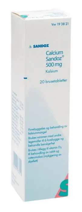 Calcium-Sandoz brusetabletter 500mg 20stk