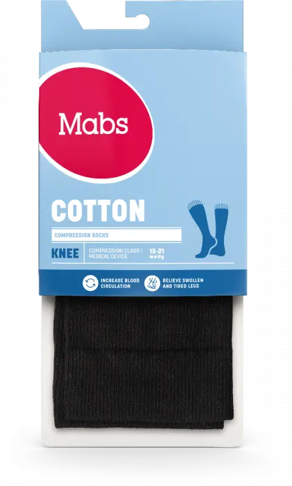 Mabs Bomull knestrømpe kompresjon K1 sort M