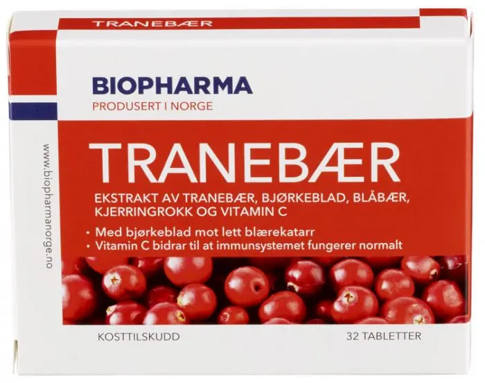 Biopharma Tranebær m/Bjørkeblad 32stk