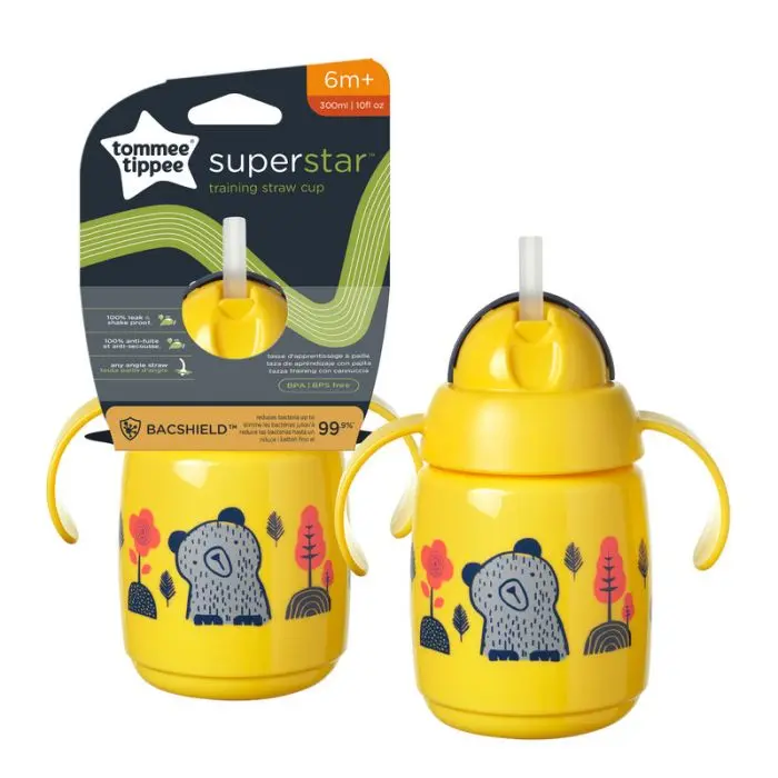 tommee tippee superstar straw drikkekopp 6 mnd+ gul 300 ml
