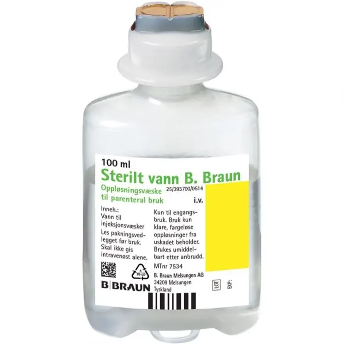 Sterilt vann til injeksjon ecoflack plus 20x100 ml