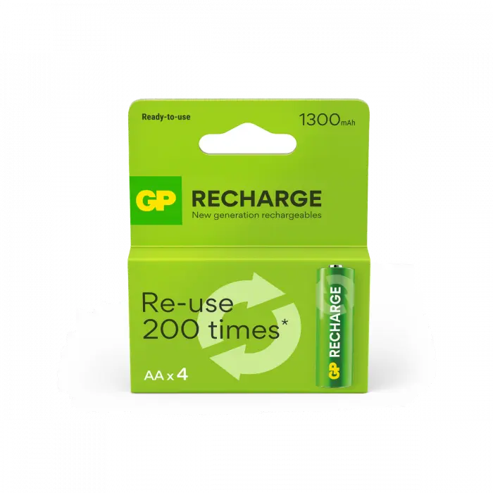GP Recharge AA-batteri 1300mAh 4-pack