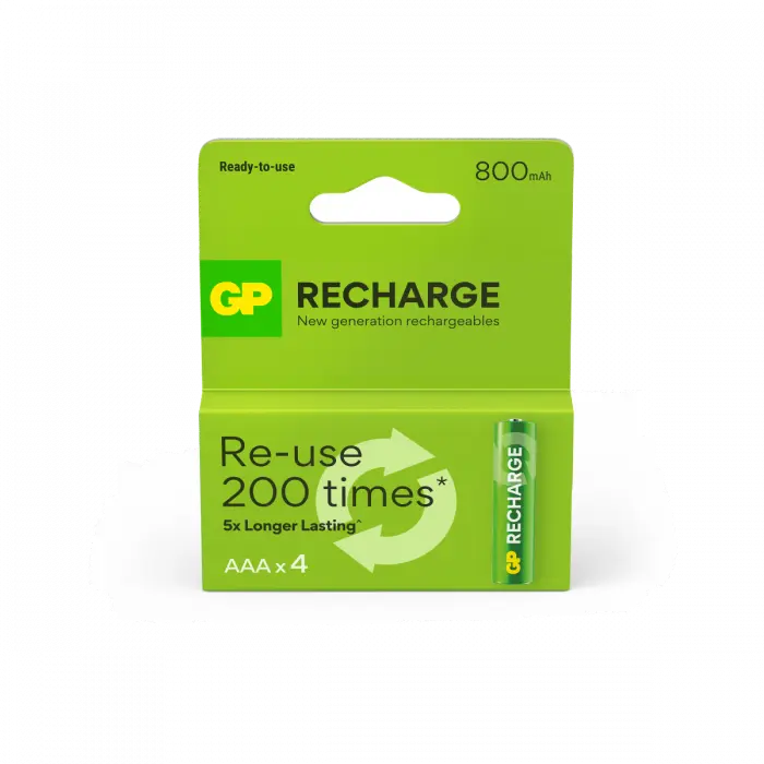 GP Recharge AA NiMH batteri 800mAh 4-pack