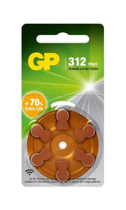 GP høreapparatbatteri ZA312/PR41 6-pack
