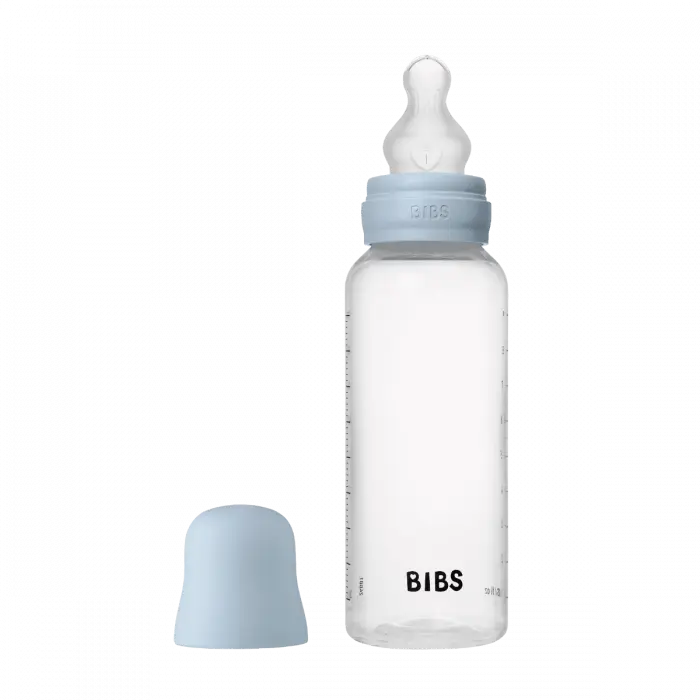 BIBS Baby Bottle Round Silicone Medium Flow Baby Blue 270 ml