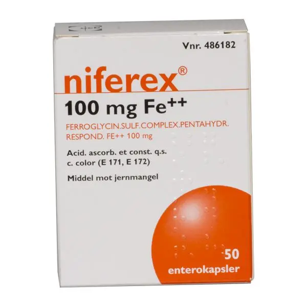 Niferex 100 mg enterokapsler 50 stk