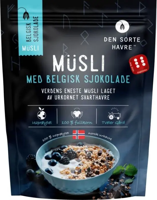 Den Sorte Havre Musli m/belgisk sjokolade 400 gram