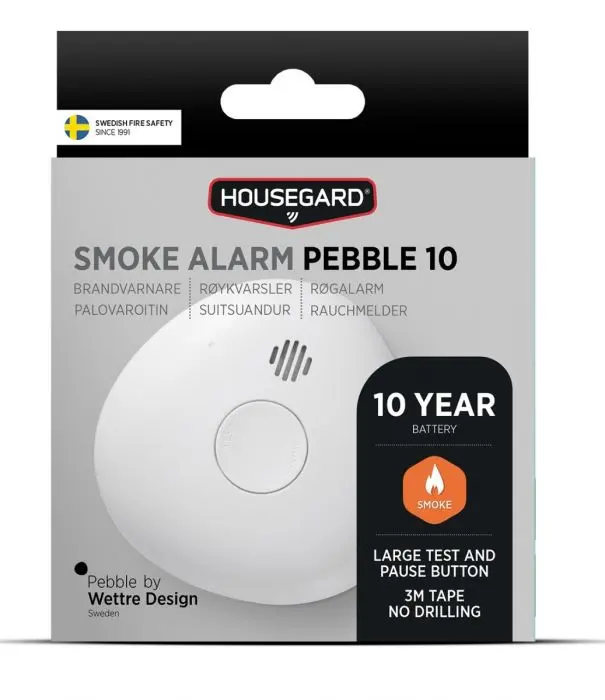 Housegard Pebble 10, røykvarsler m. inbyggt 10-års batteri