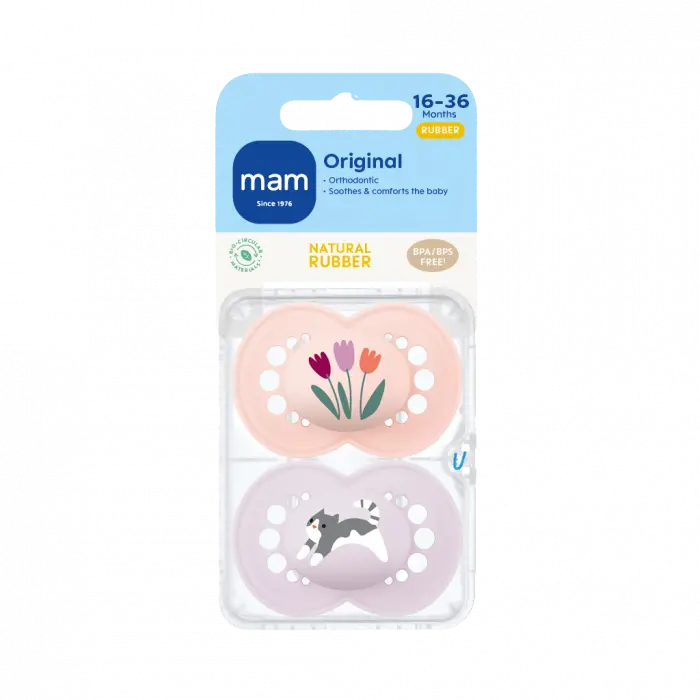 MAM Original smokk naturgummi 16-36m rosa 2 stk