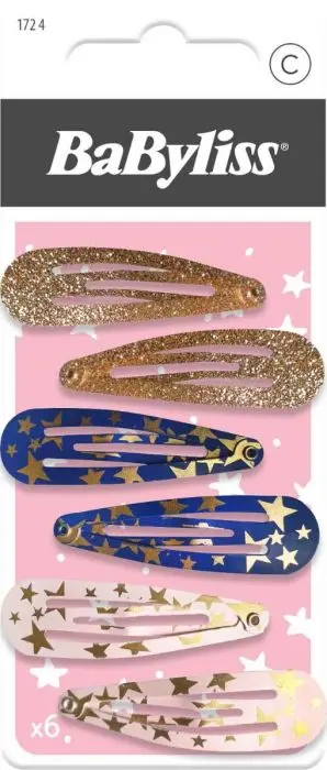 BaByliss KIDS hårspenner stars/glitter 6 stk