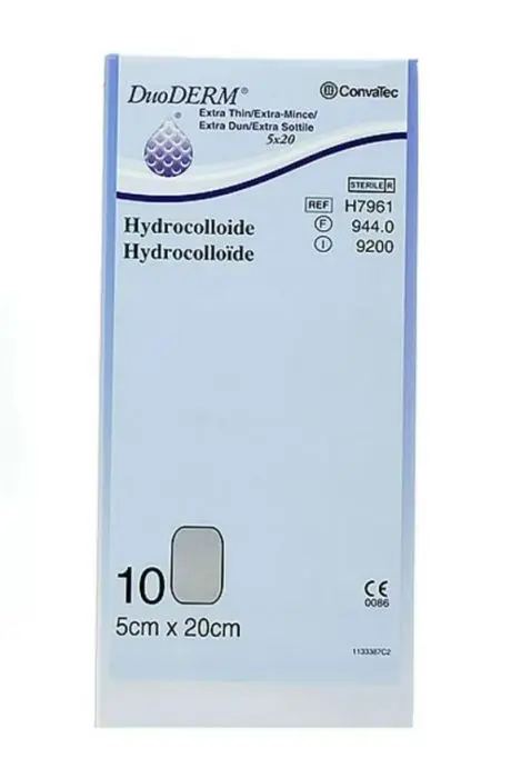 Duoderm ekstra tynn hydrokolloid bandasje 5x20 cm 10 stk