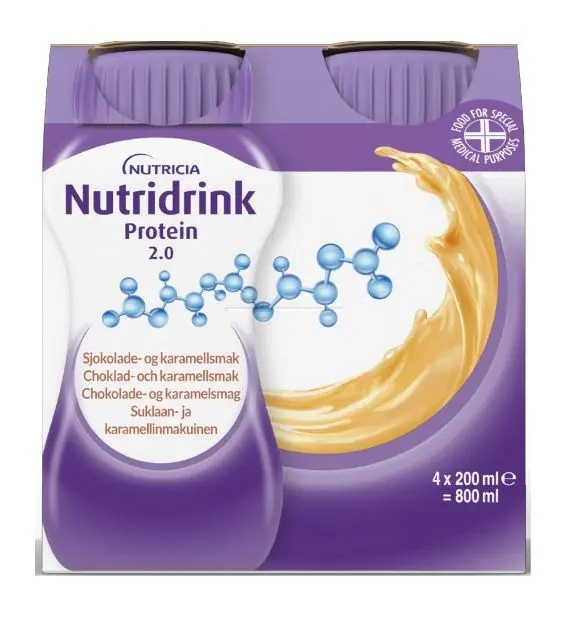Nutridrink 2 kcal næringsdrikk karamell og sjokolade 4x200 ml