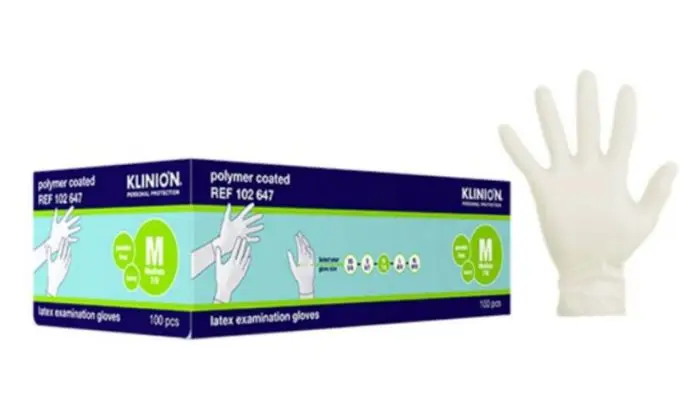 Klinion hanske lateks kort str M 100 stk