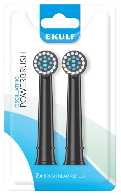 Ekulf PowerBrush Black børstehoderefill 2 stk