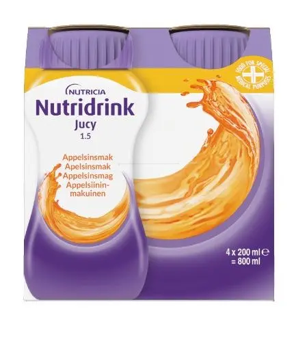 Nutridrink Jucy næringsdrikk appelsin 4x200 ml
