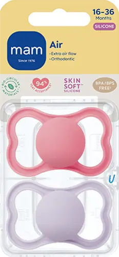 MAM Air smokk silikon 16-36 mnd rosa 2 stk