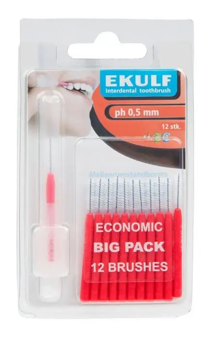 Ekulf Mellomrombørste PH-050 Rød 12stk