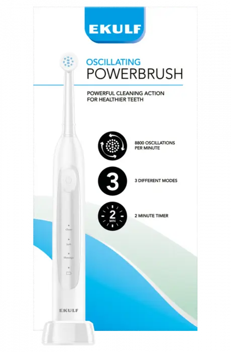 Ekulf PowerBrush White elektrisk tannbørste 1 stk