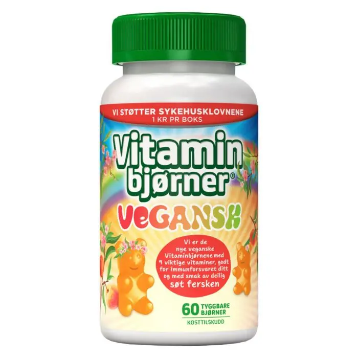 Vitaminbjørner Vegansk ferskensmak 60 stk