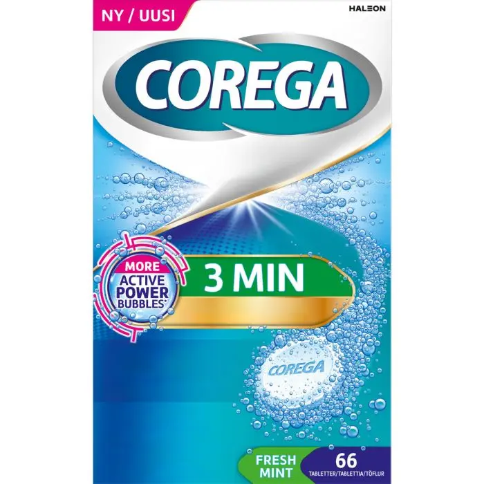 Corega 3 min tabs rensetabletter for tannproteser 66 stk