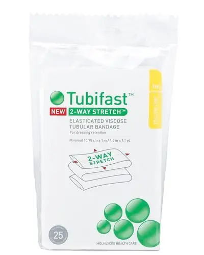 Tubebandasje 10,75cmx1m gul