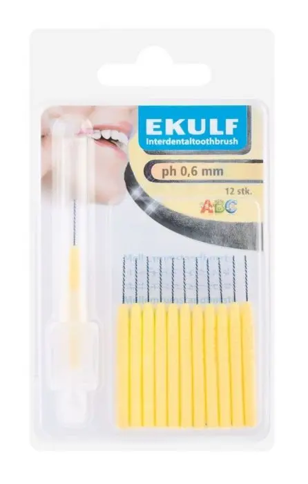 Ekulf Mellomrombørste PH-060gul 12stk