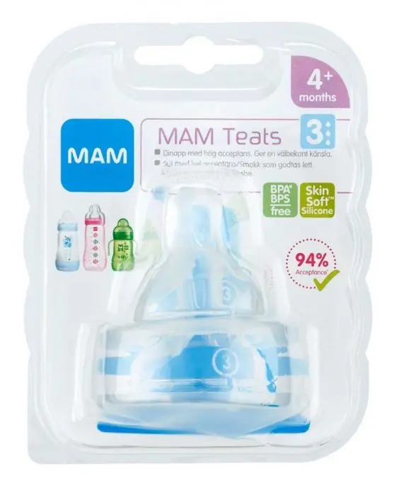MAM Teat 3 flaskesmokk fra 4 måneder 2stk