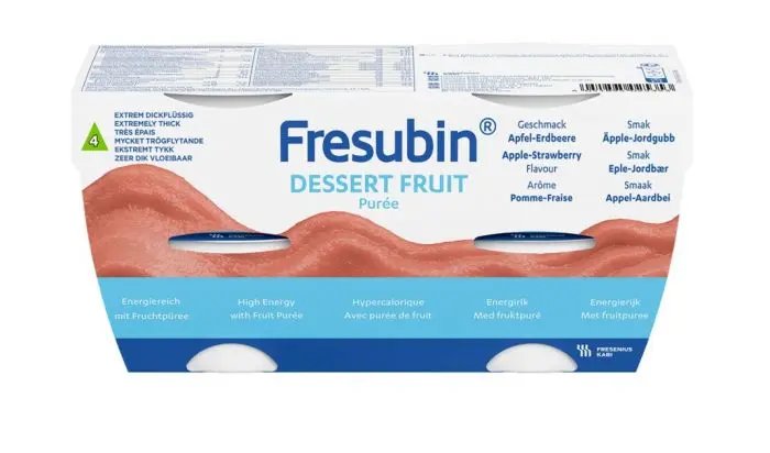 Fresubin Dessert Fruit næringspure eple- og jordbærsmak 4x125 g