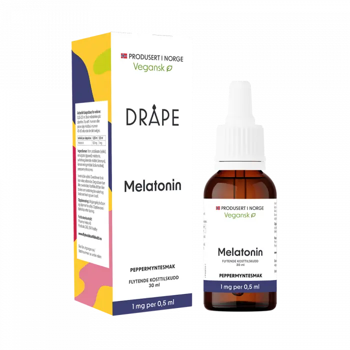 Dråpe flytende melatonin 1 mg/0,5 ml peppermyntesmak 30 ml