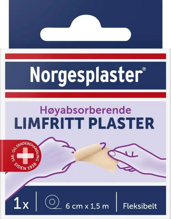 Norgesplaster Limfritt plaster bred 6 cm x 1,5 m 1 stk