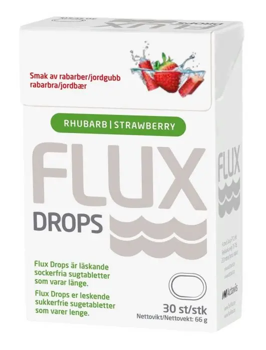 Flux Drops Jordbær & Rabarbra 30stk