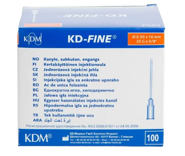 KDM KD-Fine kanyle 25Gx16mm oransje 100 stk