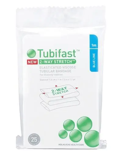 Tubebandasje 7,5cmx1m blå