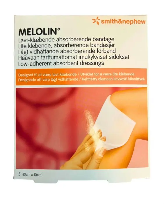 Melolin absorberende bandasje 10x10cm 5stk