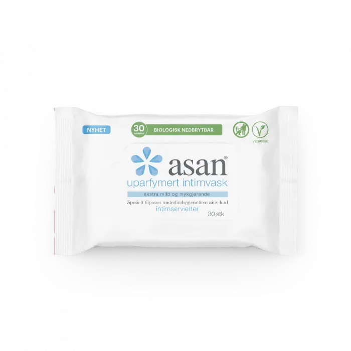 Asan Såpefrie og Uparfyrmerte Intimate Wipes 30 stk