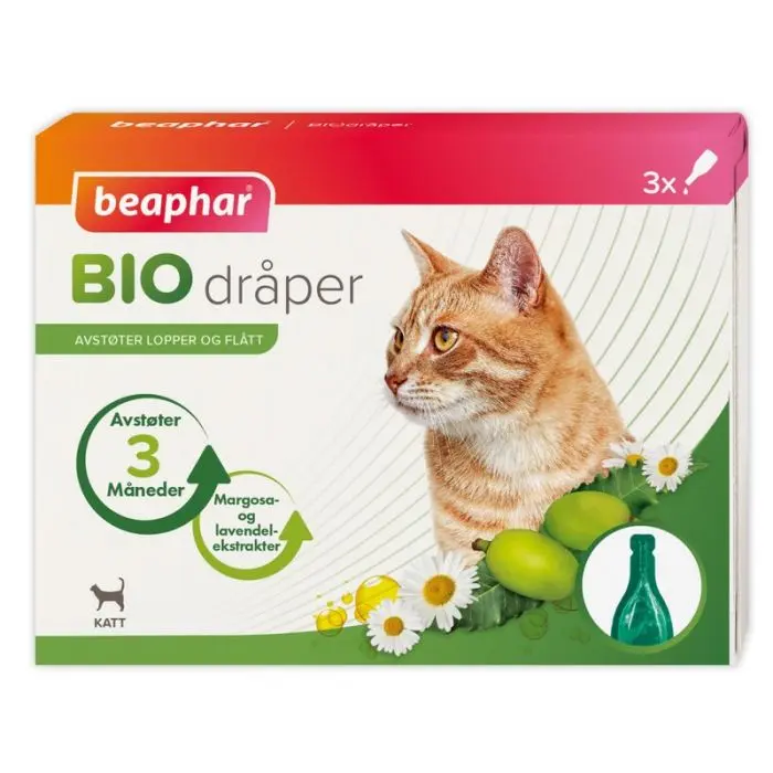 Beaphar Bio Spot On Katt Flått- og Loppemiddel 3 pipetter