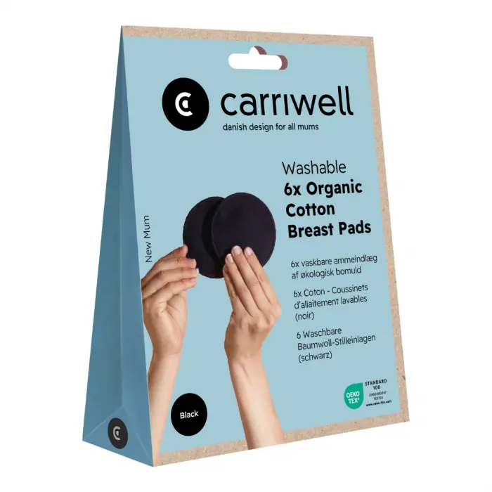 Carriwell ammeinnlegg i økologisk bomull sort onesize 6 stk