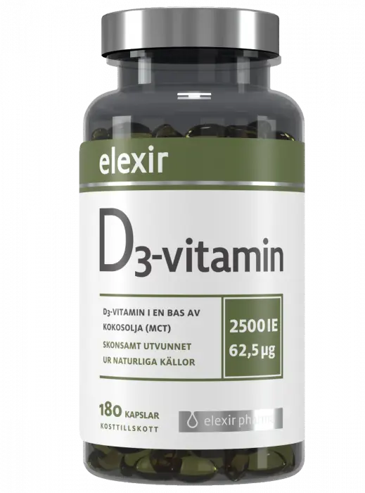 Elexir Pharma D3 Vitamin 2500 IE kapsler 180 stk