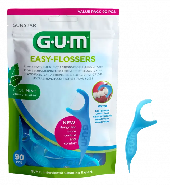 Gum Easy-Flossers Fluoride, Vitamin E & Mint tanntrådbøyle 90 stk