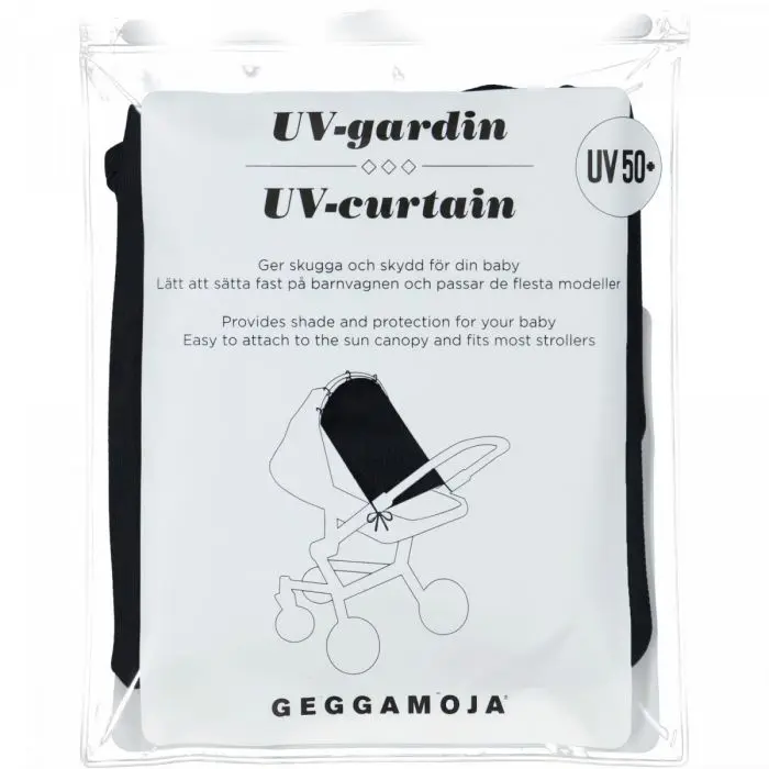 Geggamoja UV Barnevognsgardin UV50+ Svart One Size 1 stk