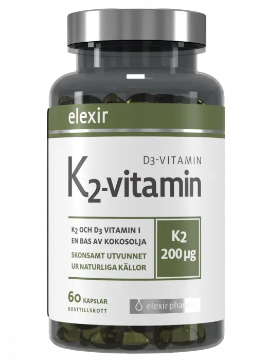 Elexir Pharma K2 + D3 200 mcg kapsler 60 stk