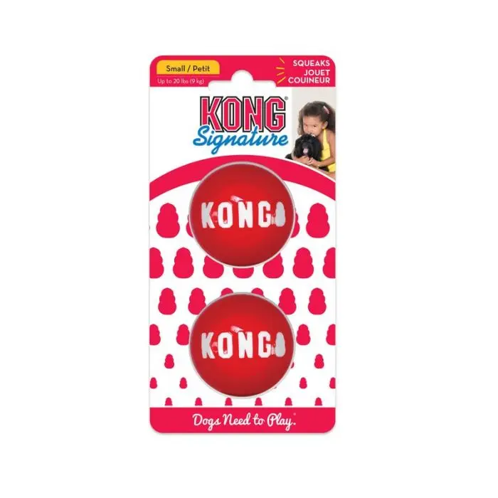 KONG Signature Balls 2 pk Hundeleke Rød L