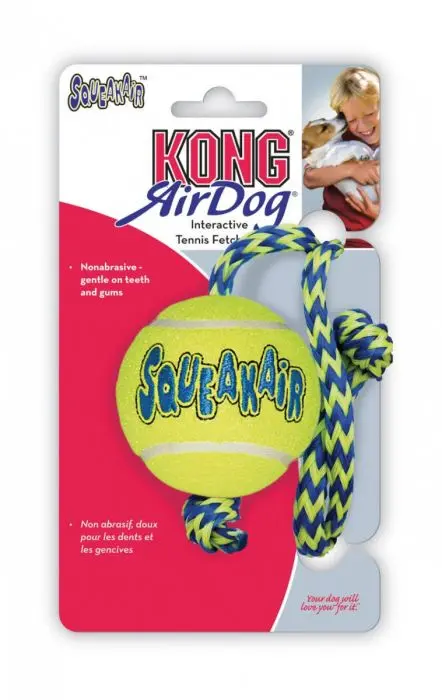 KONG SqueakAir Ball Med Rep Hundeleke Gul M