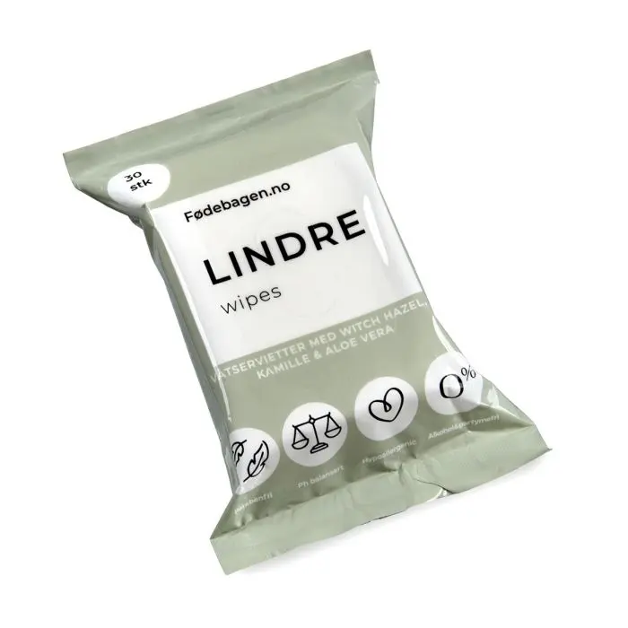 Fødebagen Lindrewipes 30 stk