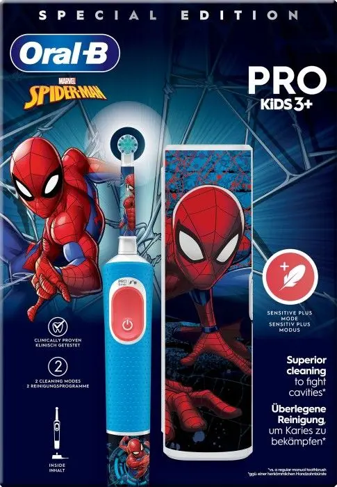 Oral-B Pro Kids elektrisk tannbørste Spider-Man 3+ år med reiseetui