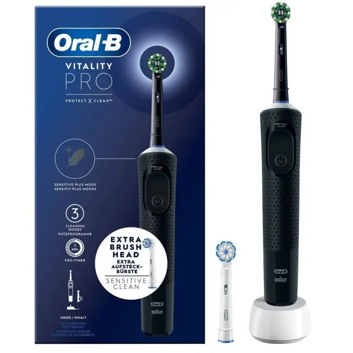 Oral-B Vitality Pro elektrisk tannbørste Svart med 2 børstehoder