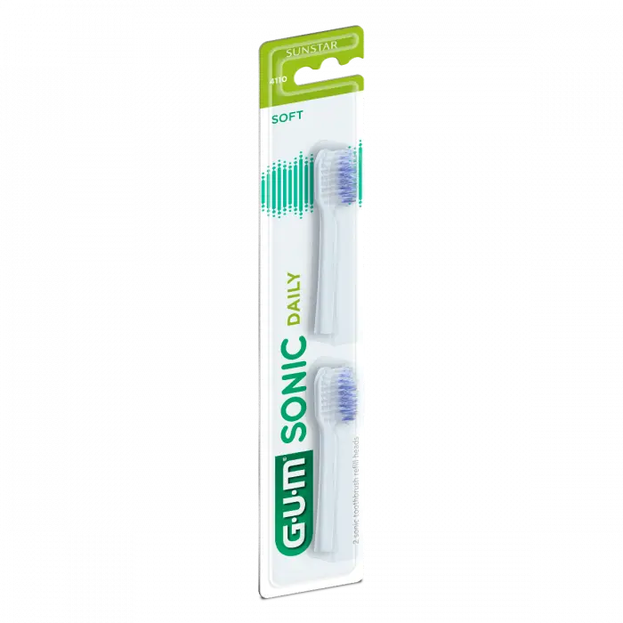 Gum Sonic Daily elektrisk tannbørstehode refill hvit 2 stk