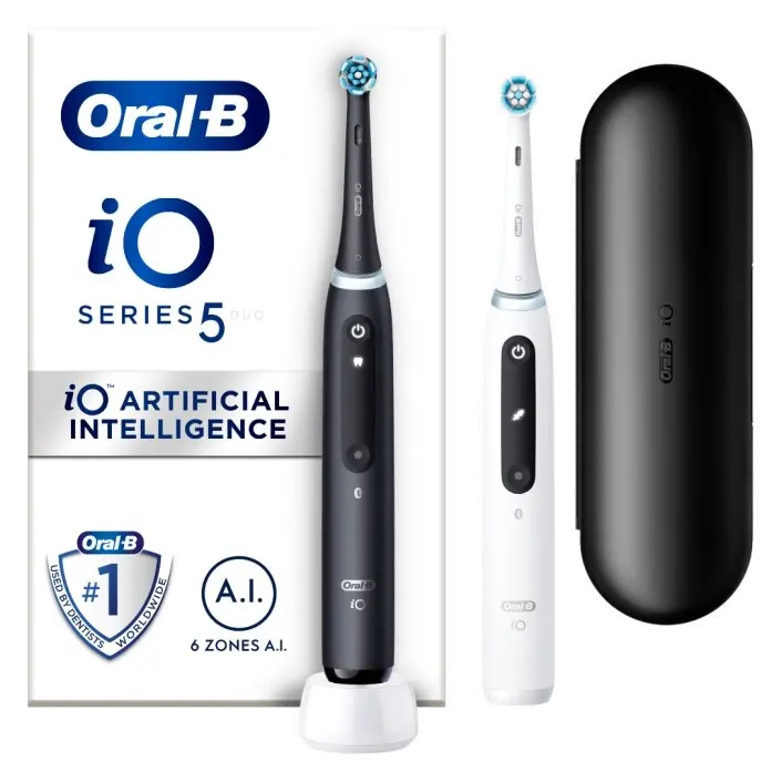 Oral-B iO 5 duo-pack elektriske tannbørster svart og hvit