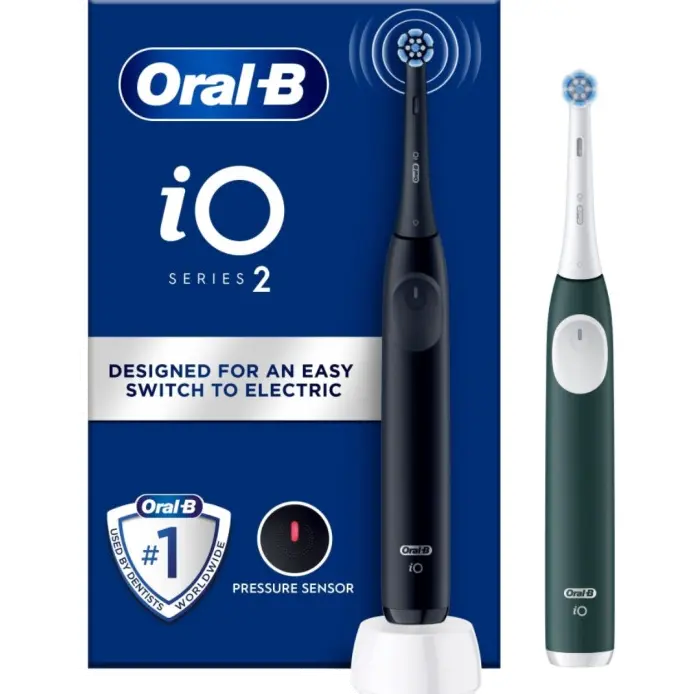Oral-B iO 2 duo-pack elektriske tannbørster Night Black og Forest Green